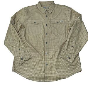 Drake Waterfowl Shirt Men's M Gingham Plaid Vented Fishing Button Down